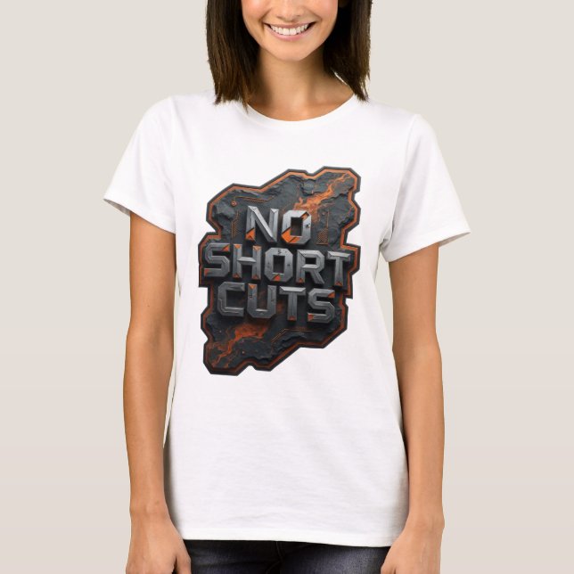 Playful Grey NO SHORT CUTS Slogan Tee (Front)