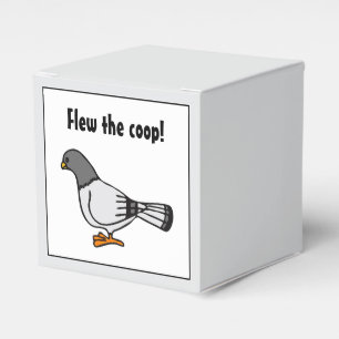 Playful Grey Pigeon Cartoon New Address Postcard Favour Box