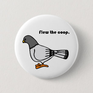 Playful Grey Pigeon Cartoon New Travels or Address 6 Cm Round Badge