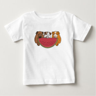 Playful Guinea Pigs and Watermelon Illustration Baby T-Shirt