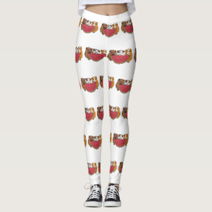 Playful Guinea Pigs and Watermelon Illustration Leggings