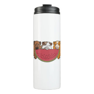 Playful Guinea Pigs and Watermelon Illustration Thermal Tumbler
