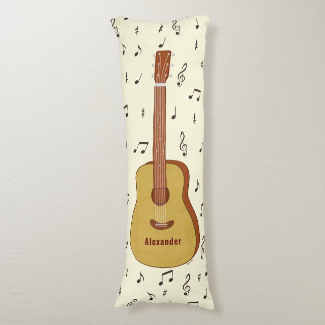 Playful Guitarist Music Lover Design Body Cushion (Front Vertical)