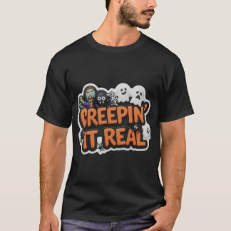 Playful Halloween graphic with zombie ghosts spide T-Shirt