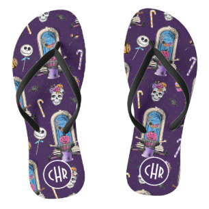 Playful Halloween Pattern in a Purple Background Thongs