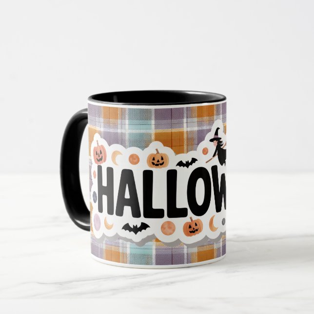 Playful Halloween Plaid Mug (Front Left)