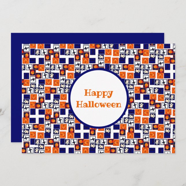 playful Halloween-themed pattern  Holiday Card (Front/Back)