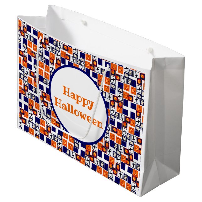 playful Halloween-themed pattern  Large Gift Bag (Front Angled)