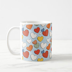 Playful Hand Drawn Heart Pattern Coffee Mug