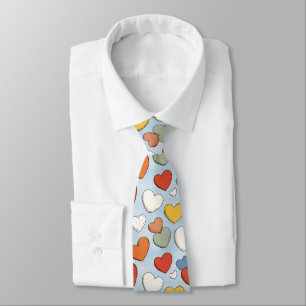 Playful Hand Drawn Heart Pattern Tie
