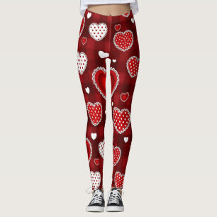 Playful Hand-Drawn Valentine Hearts Pattern (10) Leggings