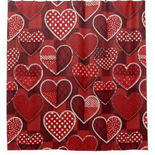Playful Hand-Drawn Valentine Hearts Pattern (11) Shower Curtain