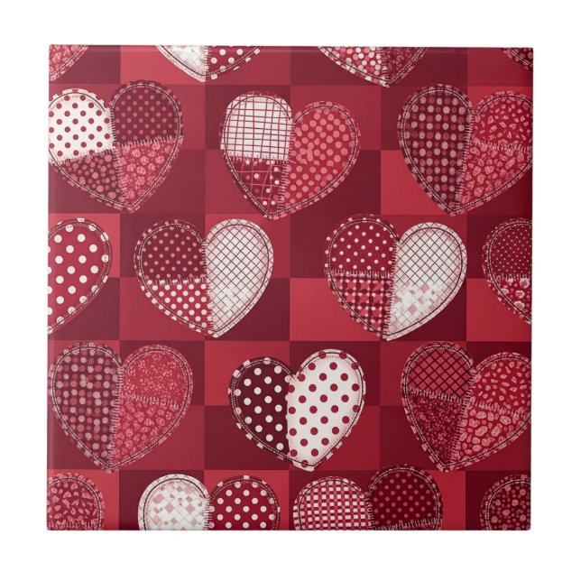 Playful Hand-Drawn Valentine Hearts Pattern (12) Ceramic Tile (Front)