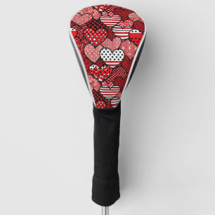 Playful Hand-Drawn Valentine Hearts Pattern (14) Golf Head Cover