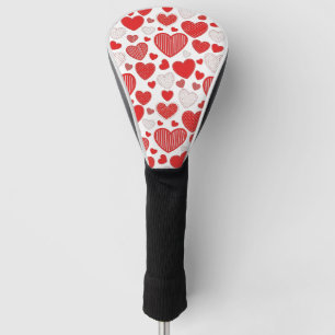 Playful Hand-Drawn Valentine Hearts Pattern (6) Golf Head Cover
