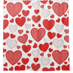 Playful Hand-Drawn Valentine Hearts Pattern (6) Shower Curtain