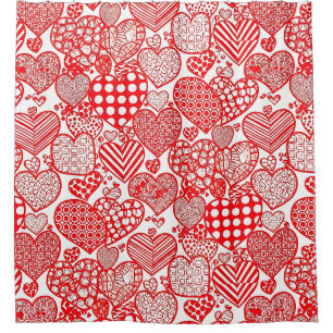 Playful Hand-Drawn Valentine Hearts Pattern (8) Shower Curtain