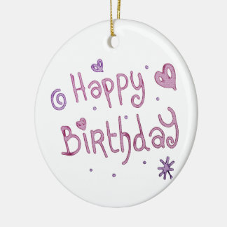 Playful Happy Birthday Text Ceramic Tree Decoration