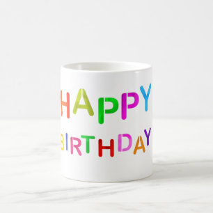 Playful Happy Birthday Text Coffee Mug