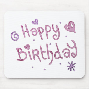 Playful Happy Birthday Text Mouse Pad