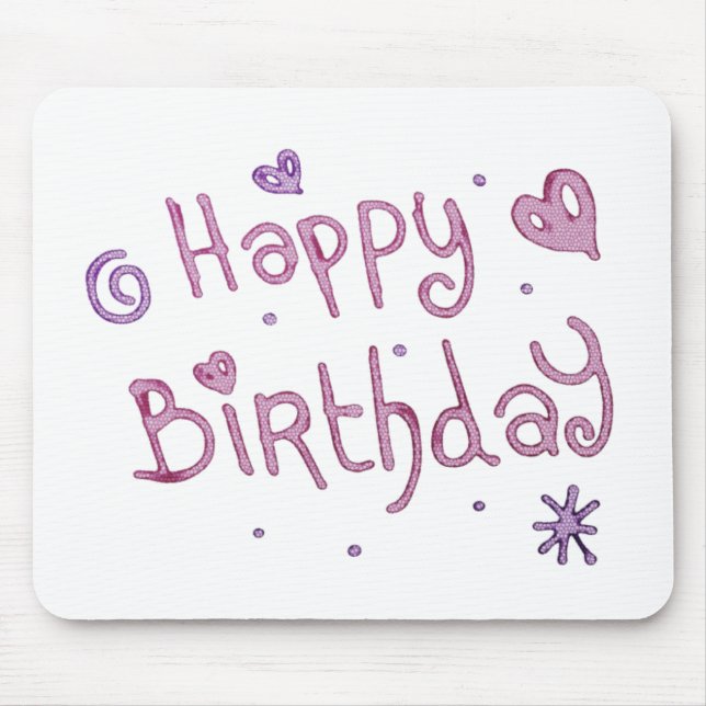 Playful Happy Birthday Text Mouse Pad (Front)