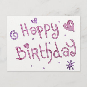 Playful Happy Birthday Text Postcard