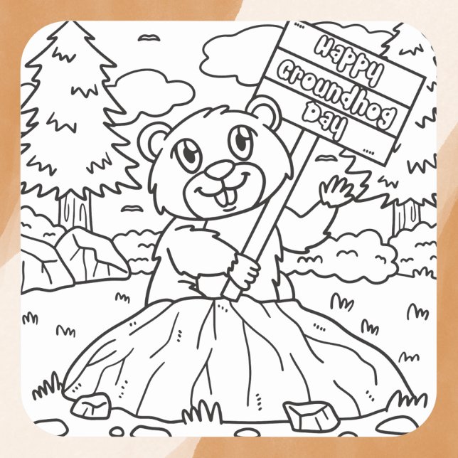 Playful Happy Groundhog Day Square Sticker (Creator Uploaded)