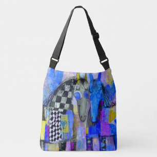 Playful Hearts And Checkerboard Horses Crossbody Bag