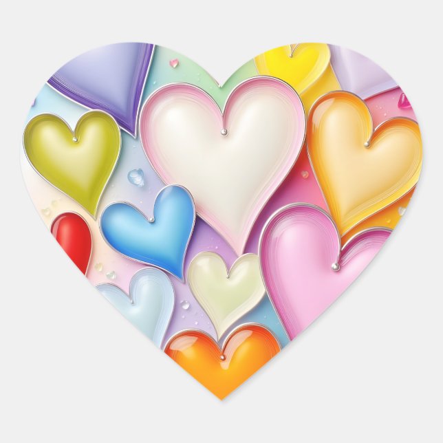 Playful Hearts Heart Sticker (Front)