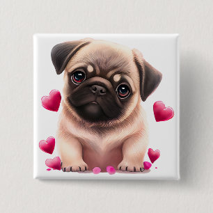 Playful Hearts - Kids Valentine's Day 15 Cm Square Badge
