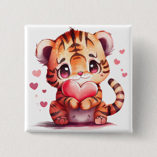 Playful Hearts - Kids Valentine's Day 15 Cm Square Badge