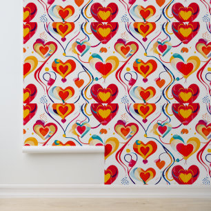 Playful Hearts Pattern: A Colourful Celebration Wallpaper