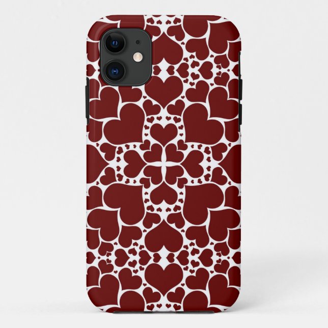 "Playful Hearts - White & Red" iPhone 5/5S Case (Back)