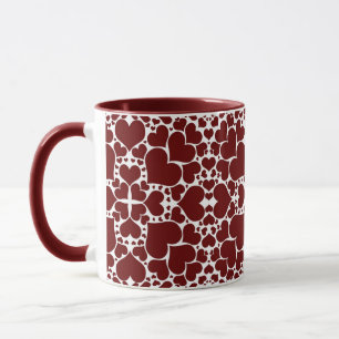 "Playful Hearts - White & Red" Mug