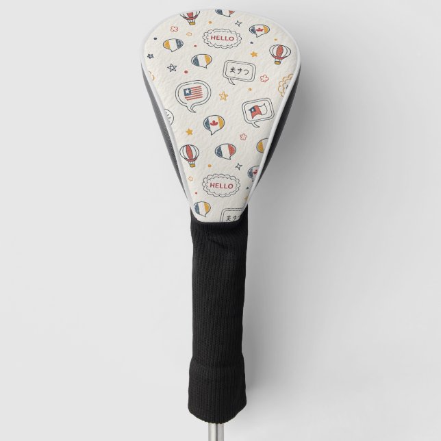 Playful Hello Speech Bubbles Seamless Pattern Golf Head Cover (Front)