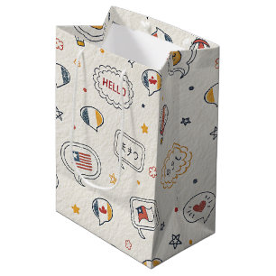Playful Hello Speech Bubbles Seamless Pattern Medium Gift Bag