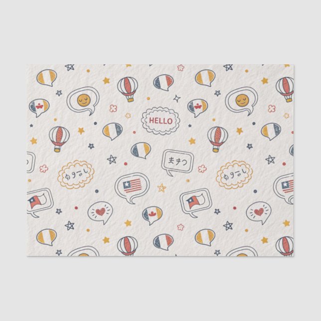 Playful Hello Speech Bubbles Seamless Pattern Tissue Paper (Front)