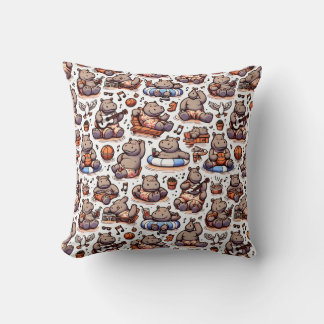 Playful Hippos Cushion