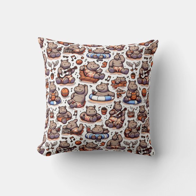Playful Hippos Cushion (Front)