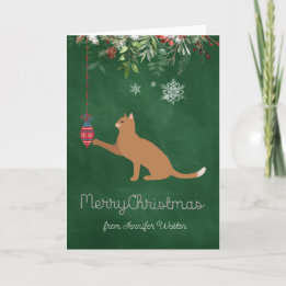 Playful Holiday Cat with Joyful Wishes Card
