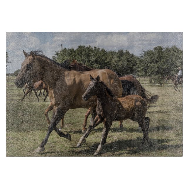 Playful Horses Running Scene Cutting Board (Front)