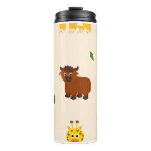 Playful Illustrativ Animal Pattern Thermal Tumbler