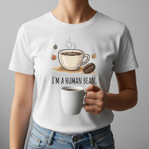 Playful I'm a Human Bean - Bean and Autumn leaves T-Shirt