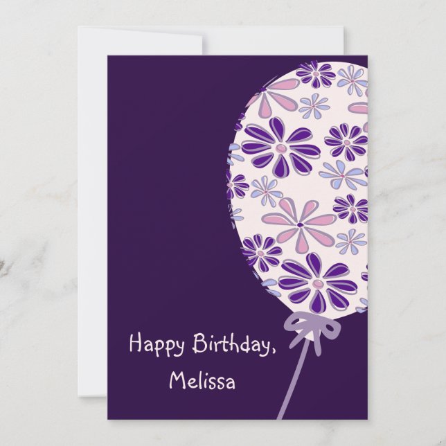 Playful Indigo Pink Balloon Happy Birthday Card (Front)
