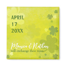 Playful Irish Shamrock Green Wedding Save the Date