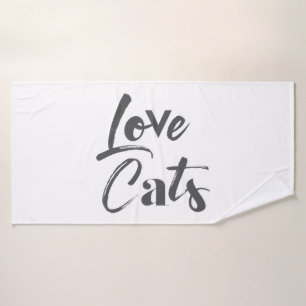 Playful, joyful, modern, cute design of Love Cats Bath Towel