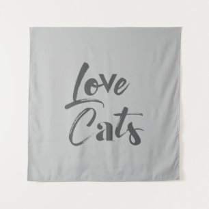 Playful, joyful, modern, cute design of Love Cats Tapestry