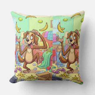 Playful Juggling Dog – Colourful Banana Animal Hom Cushion