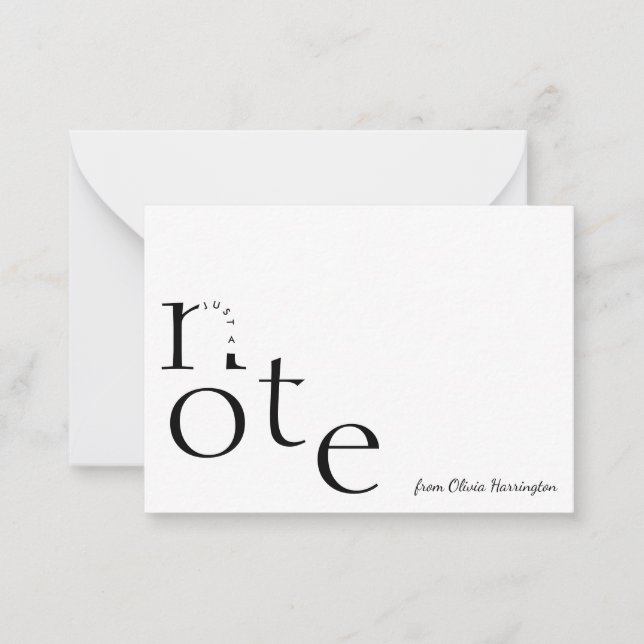 Playful Just a Note in Motion with Script Name Card (Front)