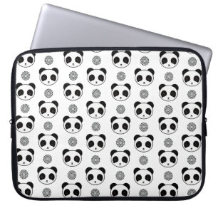 Playful Kawaii Panda Mandala Pattern Laptop Sleeve